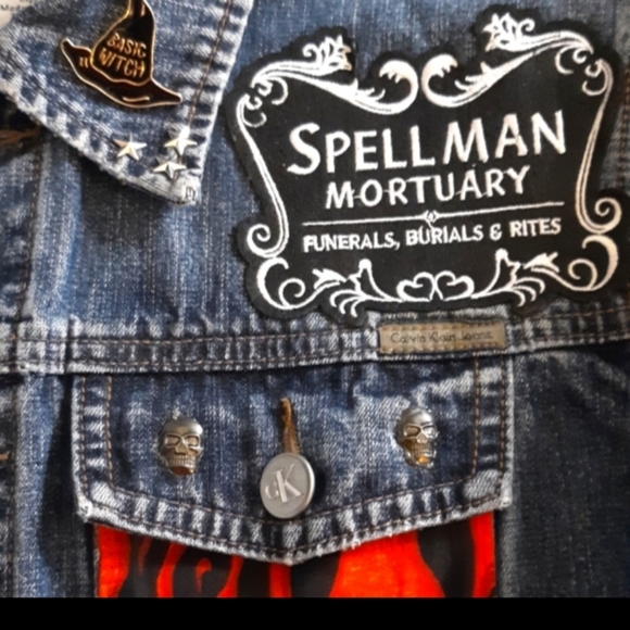 Calvin Klein Jackets & Blazers - Y2k Calvin Klein custom patch jean jacket- h3!! Witch themed!